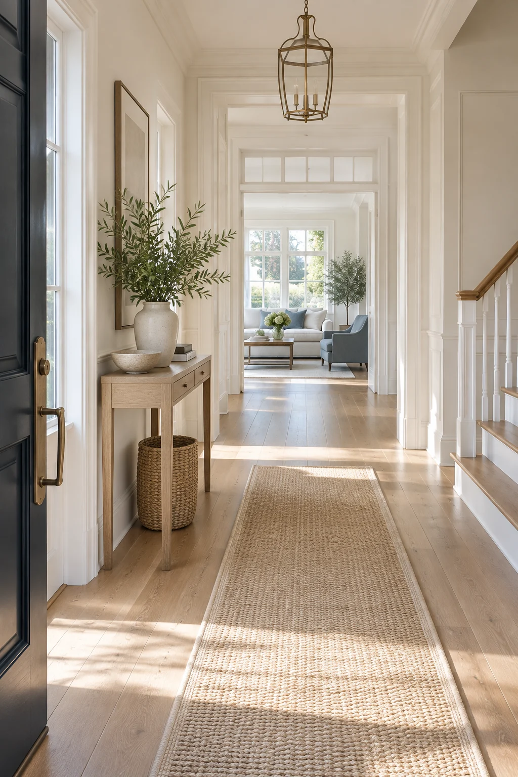 Sunlit, carefully kept residential entry hall